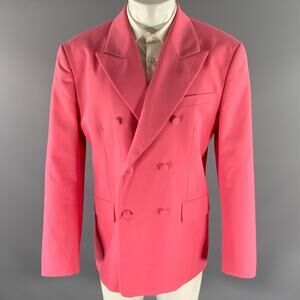 PALM ANGELS Size 42 Pink Cotton Polyester Peak Lapel Sport Coat